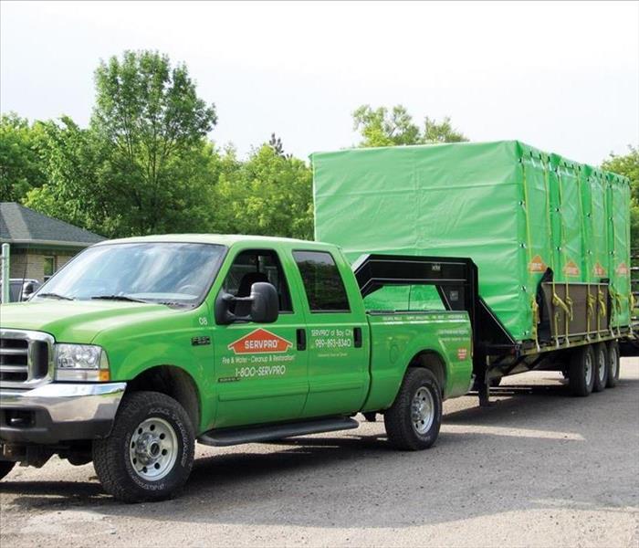 Stock image of SERVPRO truck and trailer